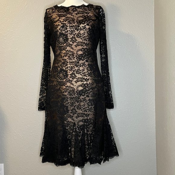 Oscar de la Renta Dresses & Skirts - NWT Oscar de la Renta Black Lace Long-Sleeve Fit-and-Flare Dress